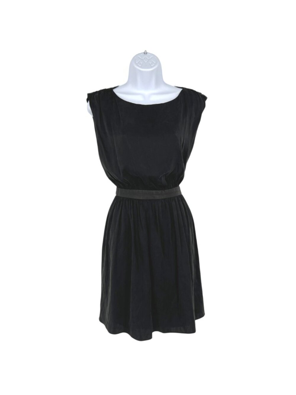 Alice + Olivia Sayah Silk Leather Cut-out A-Line Mini Dress Black Size Small